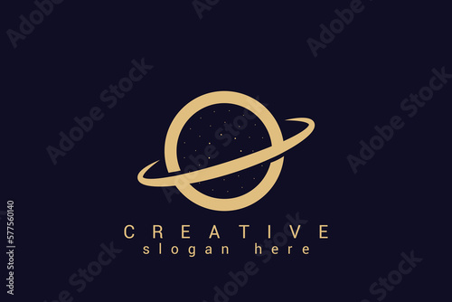 Golden vector logo in which an abstract image of the constellation Ursa Major in a circle. vector illustration