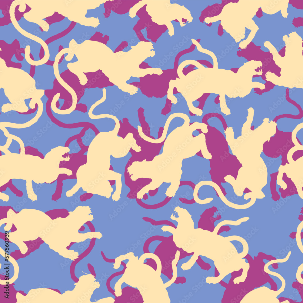 seamless pattern with silhouettes of cats in different positions. Vector design for the textile industry. seamless pattern with silhouettes of cats in different positions. Vector design for the textile industry.