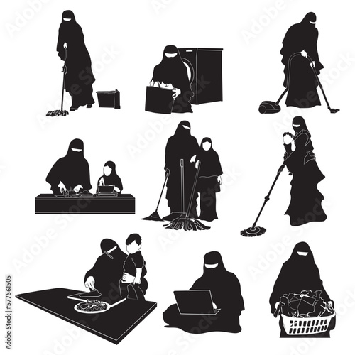 silhouette of muslim mother for various purposes