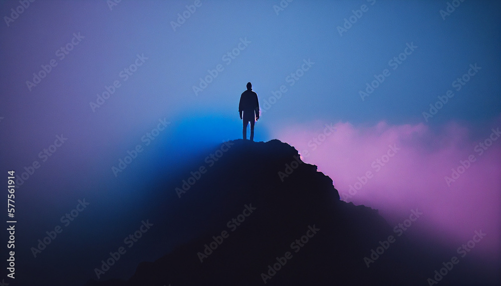 Homem no Topo Neon Generative AI Homem no Topo Neon Generative AI