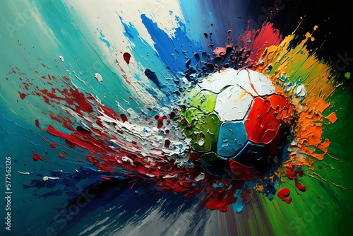 Piłka abstrakcyjny kolorowy akrylowy obraz Generative AI