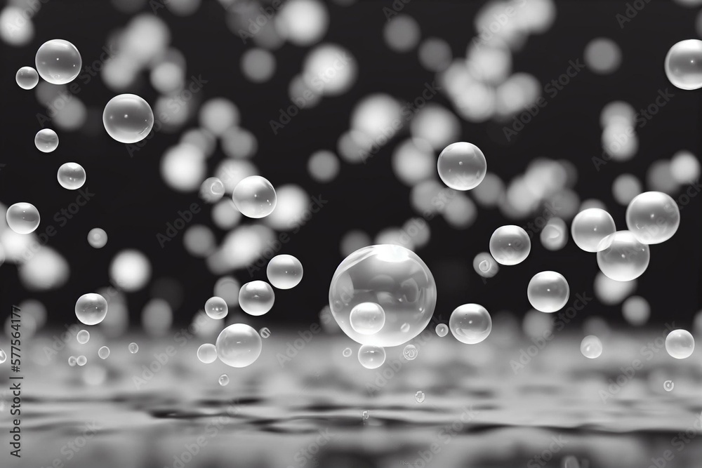 ภาพประกอบสต็อก a bunch of white bubbles floating in the air on a gray ...