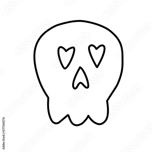 cute skull line icon