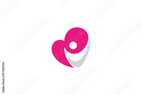 Caring love people logo in heart shape with simple design