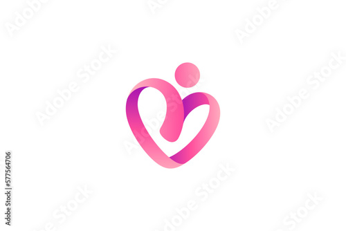 People love care logo in heart shape with pink color gradient design