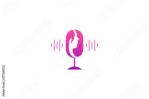 podcast beauty logo with simple design