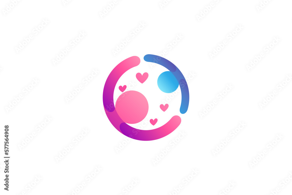 care people logo with symbol of mother and child with love and affection in flat circle design style care people logo with symbol of mother and child with love and affection in flat circle design style