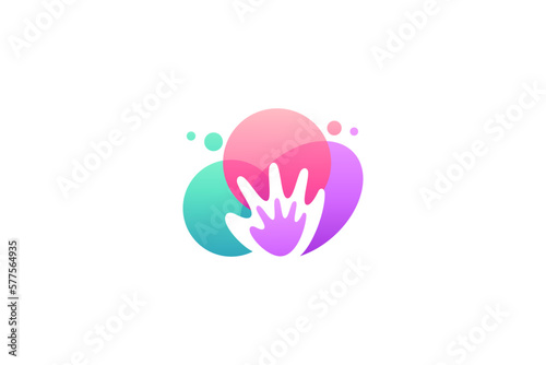 Colorful child hand logo in cheerful design style
