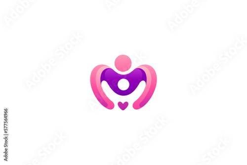 family love care logo, mother and child symbol in minimalistic design © cahyo