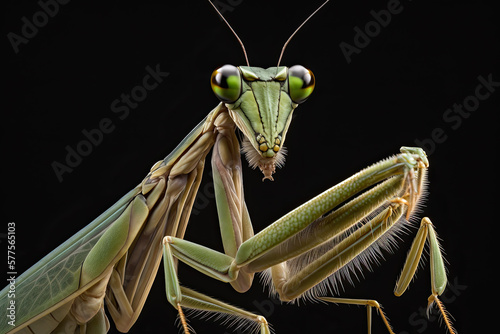 closeup of a green mantis. Generative AI