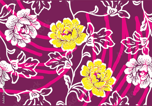 Indonesian batik motifs with very distinctive plant patterns