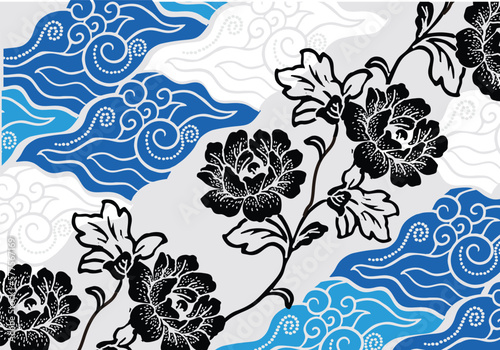 Indonesian batik motifs with very distinctive plant patterns
