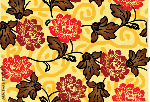 Indonesian batik motifs with very distinctive plant patterns