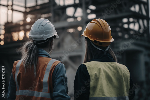 Engineer holding a construction plan, Generative AI