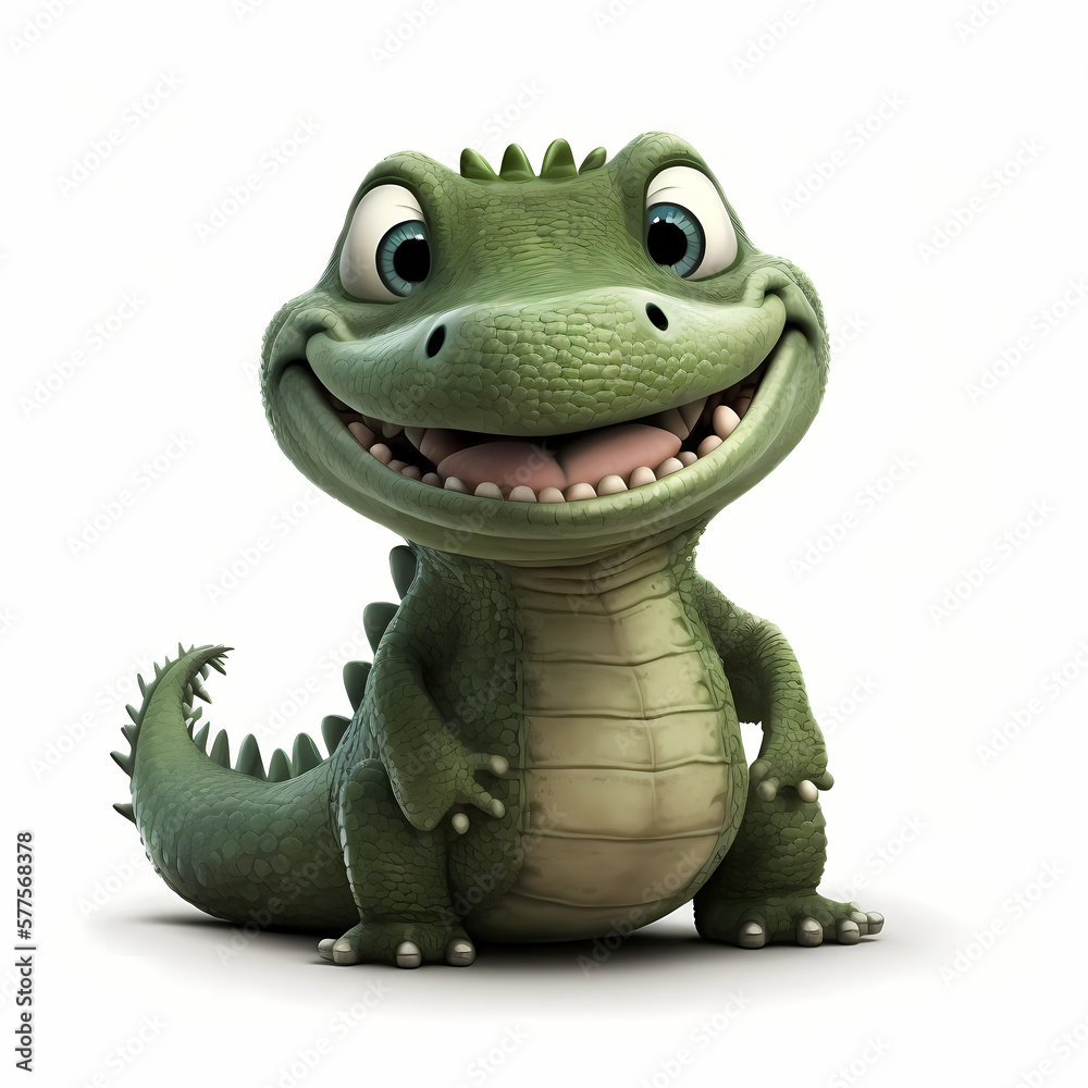 Alligator Isolated On White. Generative AI Alligator Isolated On White. Generative AI
