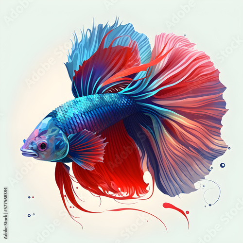 colorful betta fish vector tattoo colors, generative ai