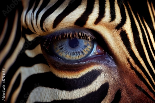 Zebra Eyeball Close Up Generative AI