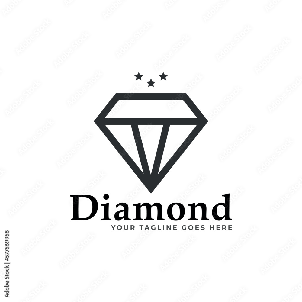 Fototapeta premium Diamond Icon in Flat Style. Logo Design.