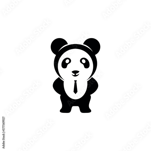 Panda bear silhouette Logo design vector template.