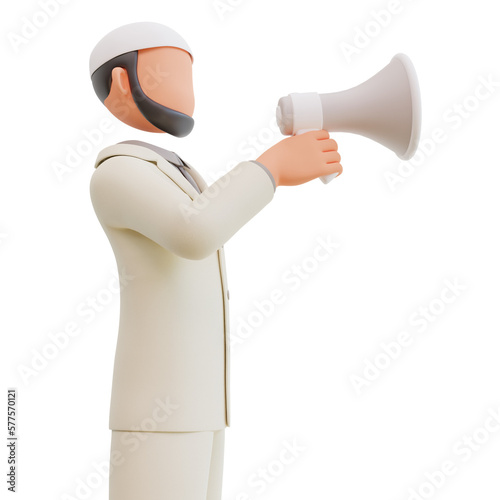 3d rendered businessman with megaphone 3d cartoon Illustration photo