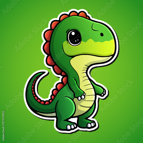 Cute dinossaur rex cartoon illustration in sticker design wild animal