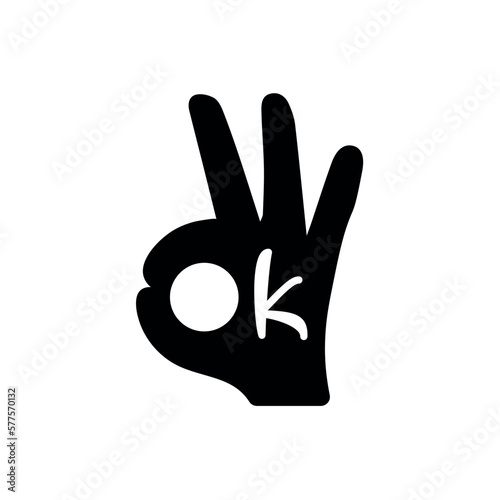 hand symbol. 
fingers. hand shows ok. Fine. sign, symbol or icon. vector illustration. simple flat web icon. logo