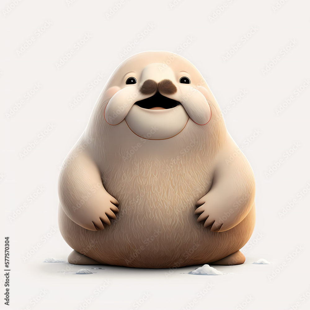 Walrus Isolated White. Generative AI Walrus Isolated White. Generative AI