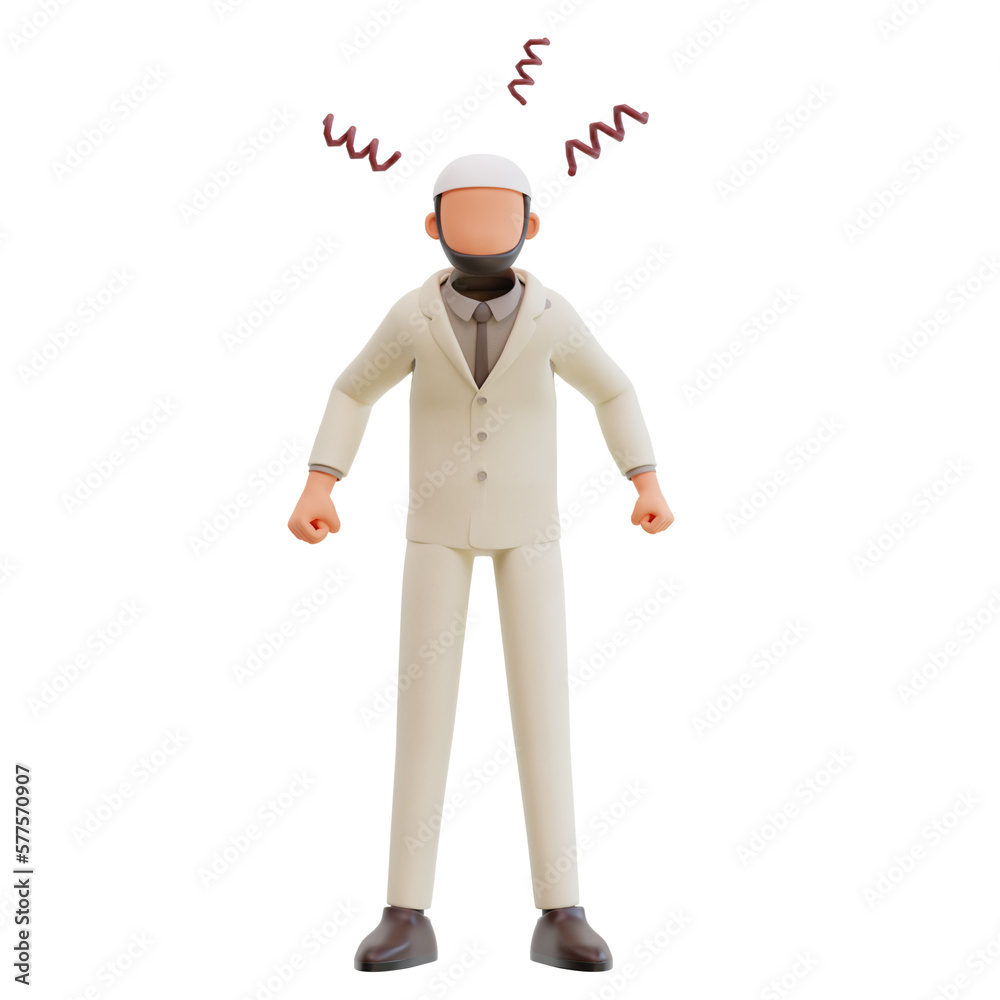 Angry islamic businessman boss 3d cartoon Illustration Angry islamic businessman boss 3d cartoon Illustration