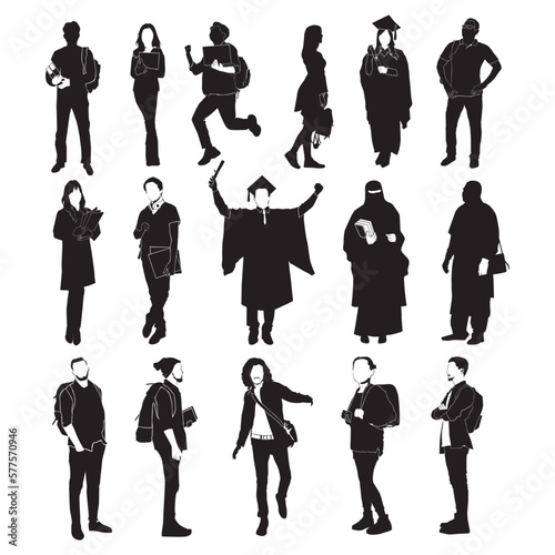  silhouette of young student for various uses