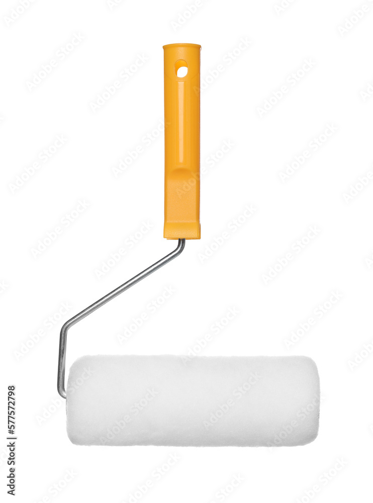 Obraz premium New clean paint roller on white background