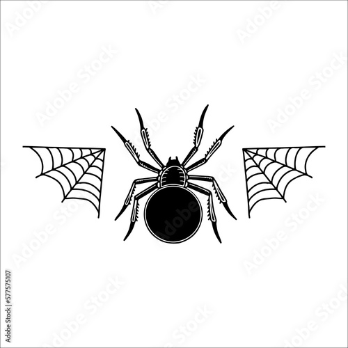vector illustration of a spider with a web