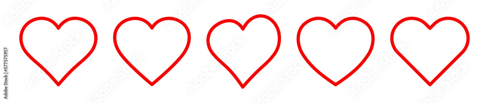 Red heart outline icon set Red heart outline icon set