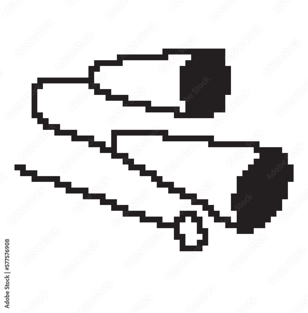 Pixel art Agogo. This is an idiophone musical instrument, it is composed of two iron bells connected together by the vertices used in the Capoeira sport. Vector illustration isolated Pixel art Agogo. This is an idiophone musical instrument, it is composed of two iron bells connected together by the vertices used in the Capoeira sport. Vector illustration isolated