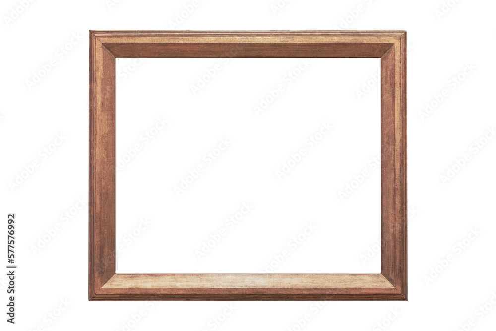 Wooden simple old photo frame white background minimalist golden red Wooden simple old photo frame white background minimalist golden red