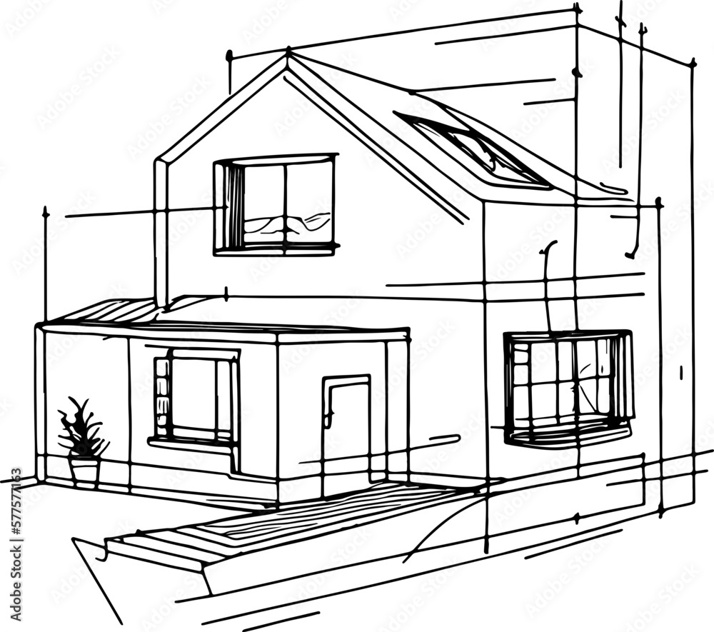 Free house outline  Vector Art