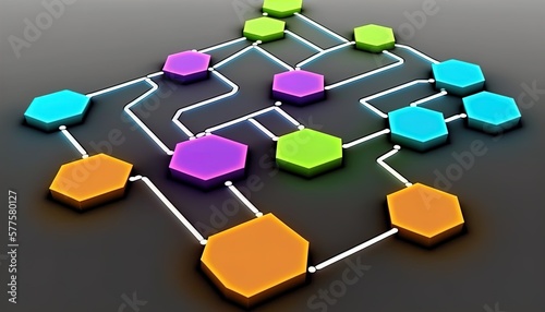 Digital flow chart management process connected lab created with generative ai technology photo