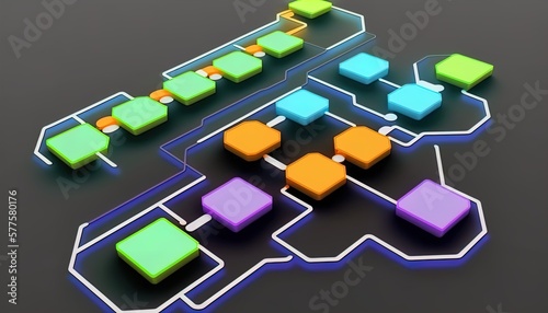 Digital flow chart management process connected lab created with generative ai technology photo