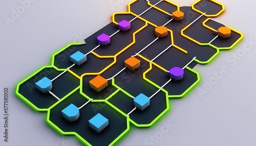 Digital flow chart management process connected lab created with generative ai technology photo