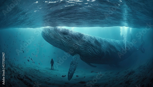 A Whale Under Water. Generative AI.