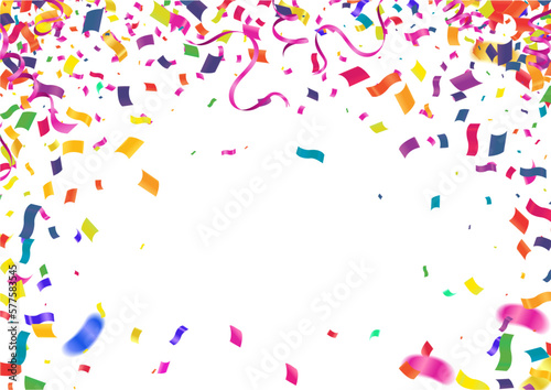 Birthday Card with Balloons , Confetti and Curling Streamer or Party Serpentine . Isolated Vector Illustration