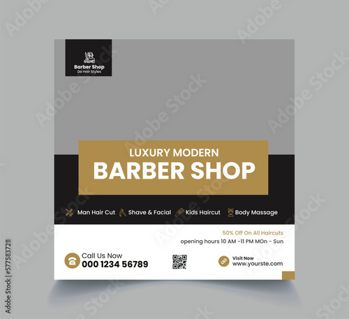 Barber shop social media banner template
