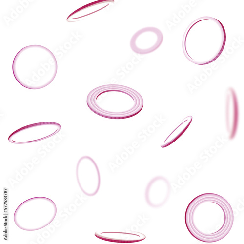 Onion rings on transparent and white background