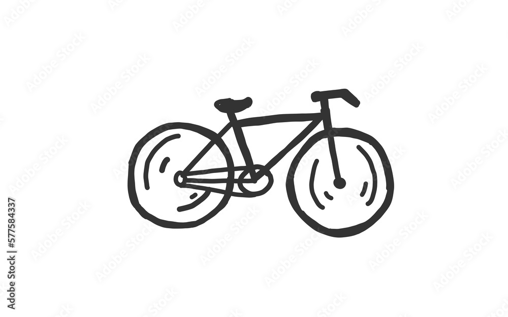 BIKE Doodle art illustration with black and white style.