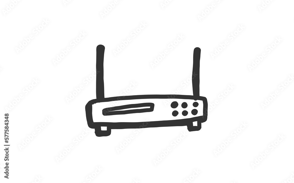 ROUTER Doodle art illustration with black and white style. ROUTER Doodle art illustration with black and white style.