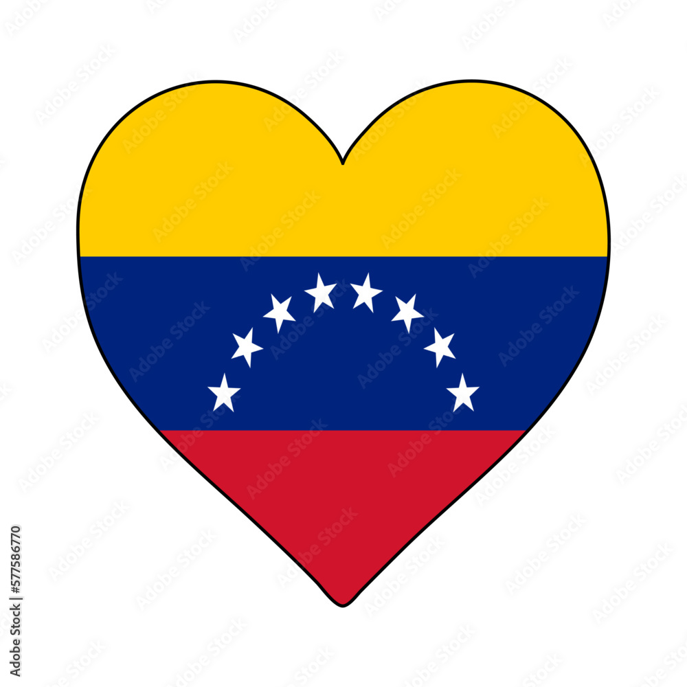 Venezuela Heart Shape Flag. Love Venezuela. Visit Venezuela. South America. Latin America. Vector Illustration Graphic Design. Venezuela Heart Shape Flag. Love Venezuela. Visit Venezuela. South America. Latin America. Vector Illustration Graphic Design.