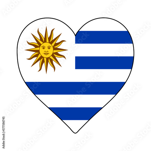 Uruguay Heart Shape Flag. Love Uruguay. Visit Uruguay. South America. Latin America. Vector Illustration Graphic Design.
