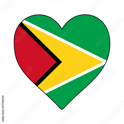 Guyana Heart Shape Flag. Love Guyana. Visit Guyana. South America. Latin America. Vector Illustration Graphic Design.