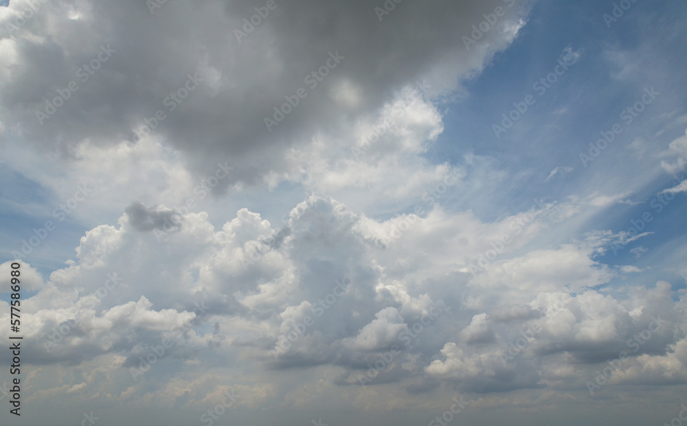 Blue sky with white-gray stratocumulus clouds, Nature view Blue sky with white-gray stratocumulus clouds, Nature view