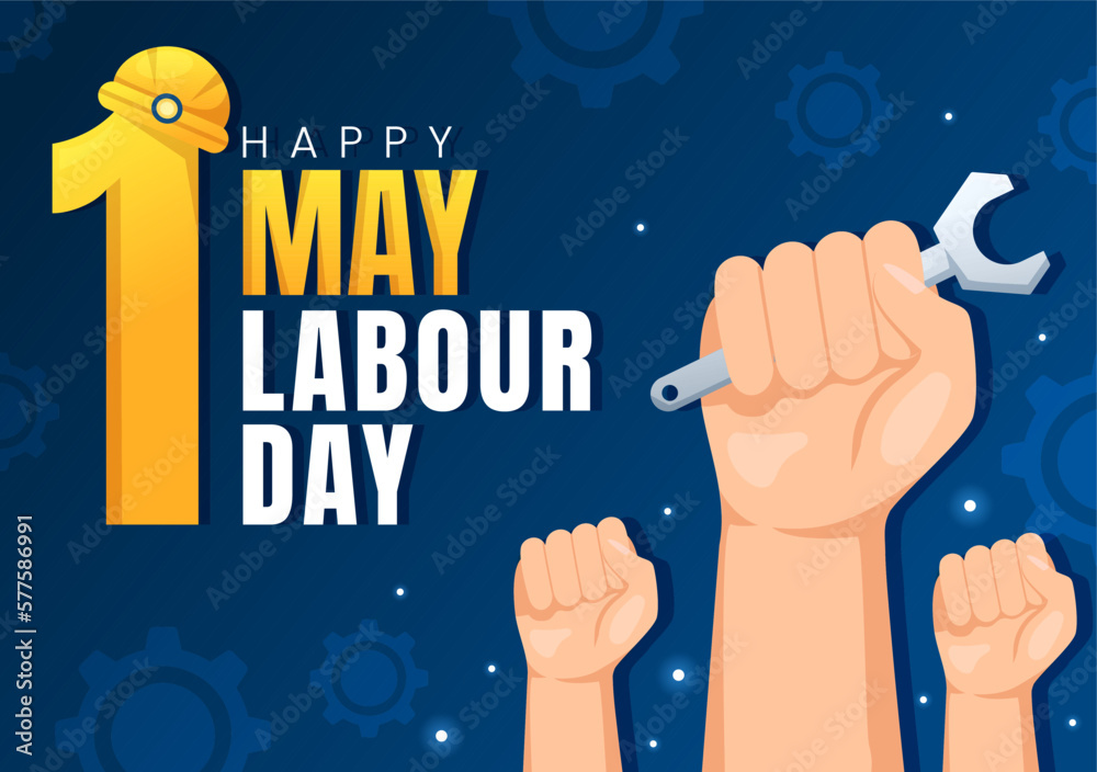 Plakat Happy Labor Day on 1 May Illustration with Different Professions