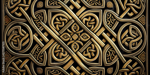 Illustrative background with repeating celtic patterns. Generative AI.